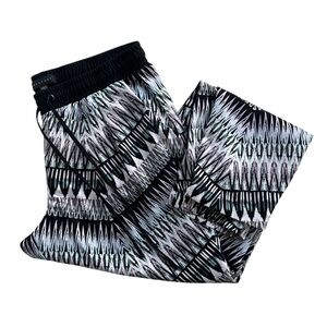 Sanctuary Women’s L Black White Tribal Pattern, Drawstring Elastic Waist Joggers